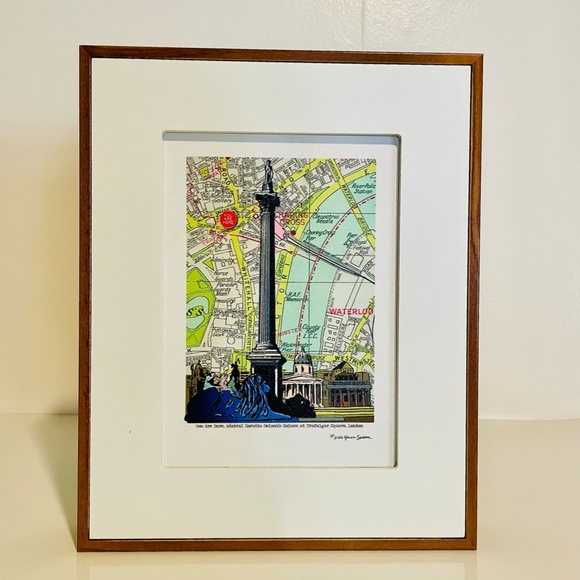 London Map Trafalgar Square Framed Print Art Decor - Picture 4 of 10